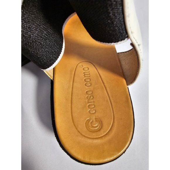 Corso Como Women Platform Wedge Sandals Black White Leather Elastic Strap Sz 9.5 - Picture 6 of 6